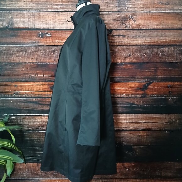 Eddie Bauer Jacket XL Black Lined Rain Trench Coat - Picture 7 of 12